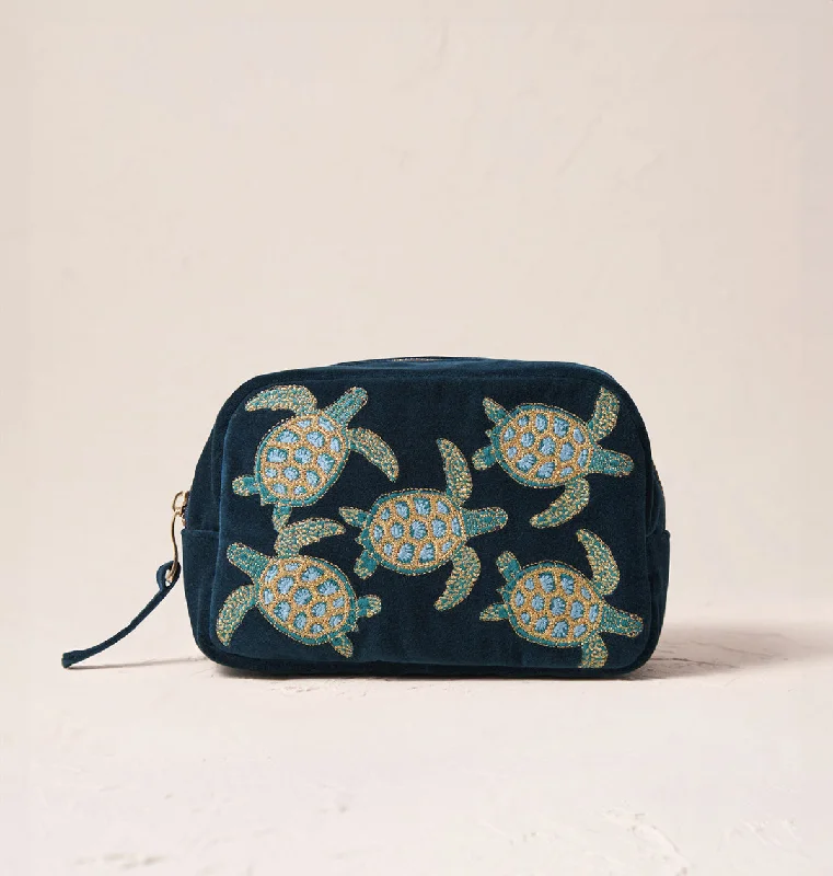 Cosmetic bag for travel leather-Turtle Conservation Makeup Bag