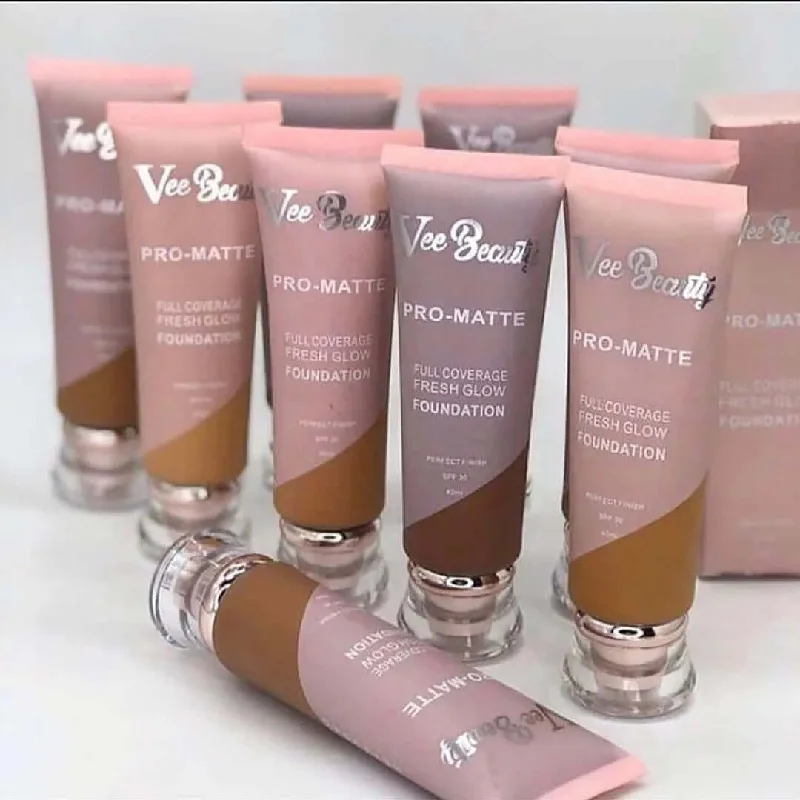 Liquid foundation with natural glow-Vee Beauty Pro Matte Full Coverage Foundation