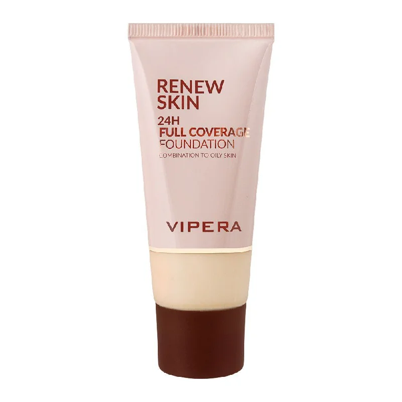 Liquid foundation with natural texture-Vipera Renew Skin Full Coverage Foundation Oily And Combination Skin - 01 Nude