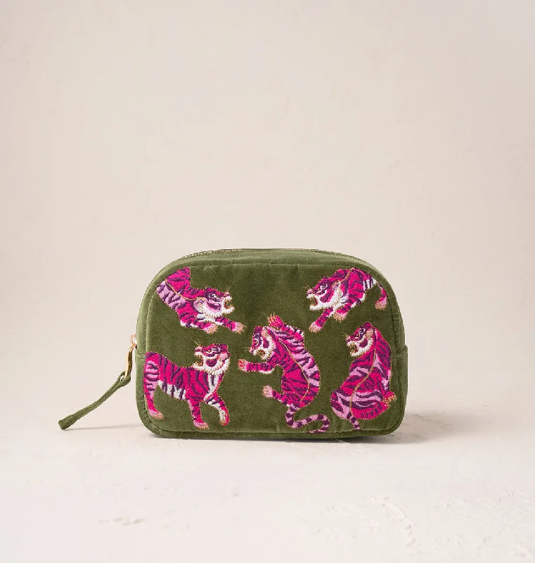 Cosmetic bag stylish leather-Wild Tiger Makeup Bag