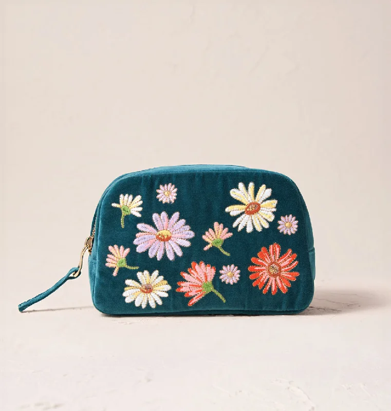 Cosmetic bag durable leather-Wildflower Makeup Bag