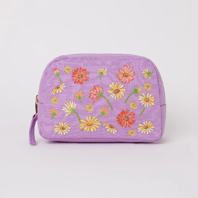 Cosmetic bag for travel leather-Wildflower Makeup Bag